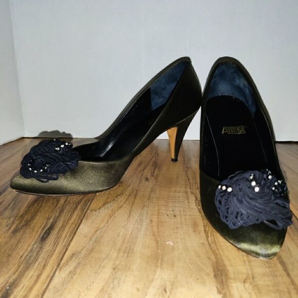 Allure Women's Army Green Pumps Size 8 High Heel Career Pointed Toe Party. They - Picture 8 of 8